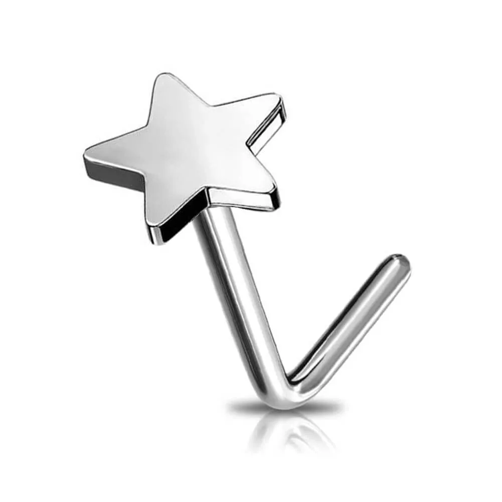 20G Titanium L-shaped Crescent Star Nostril Stud
