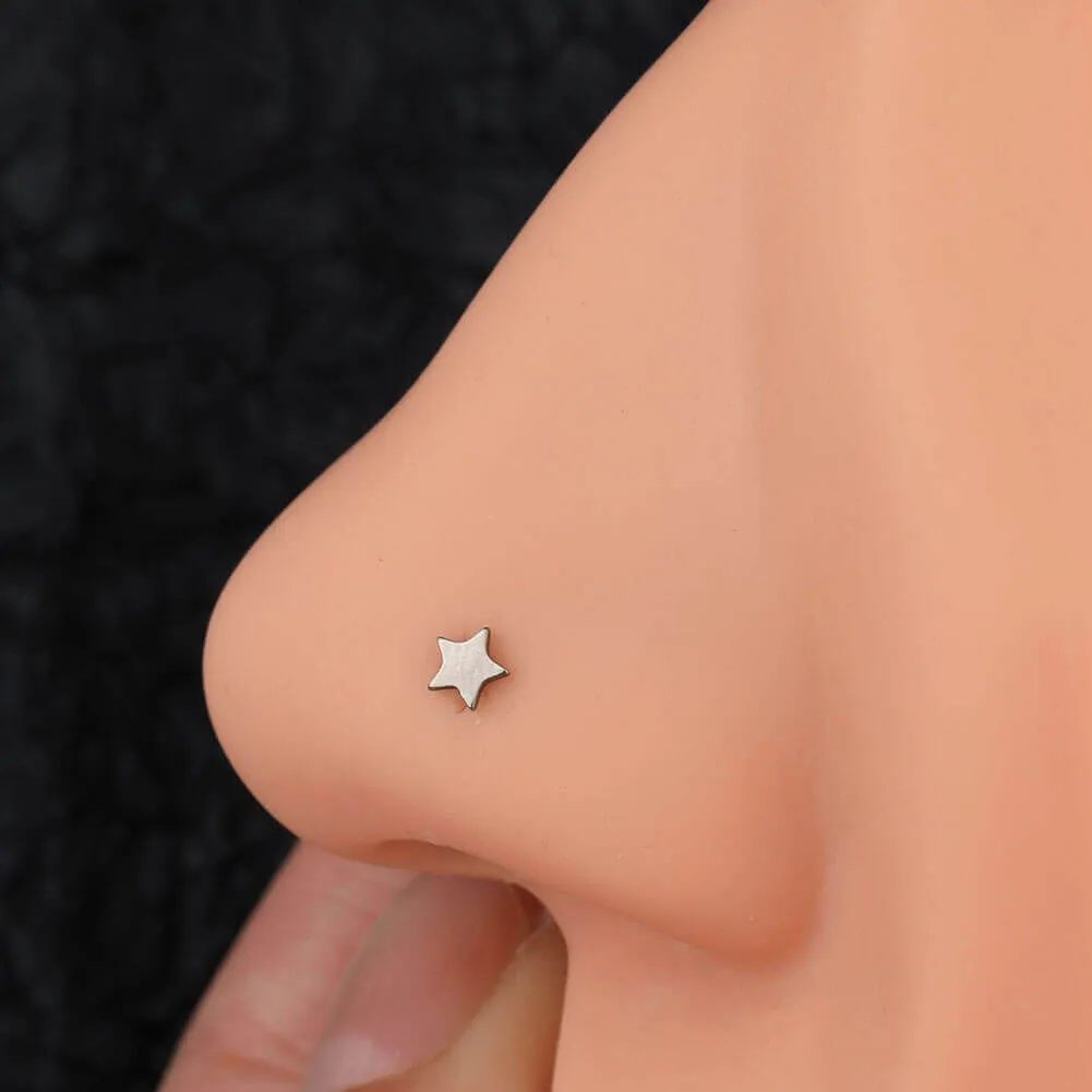 20G Titanium L-shaped Crescent Star Nostril Stud
