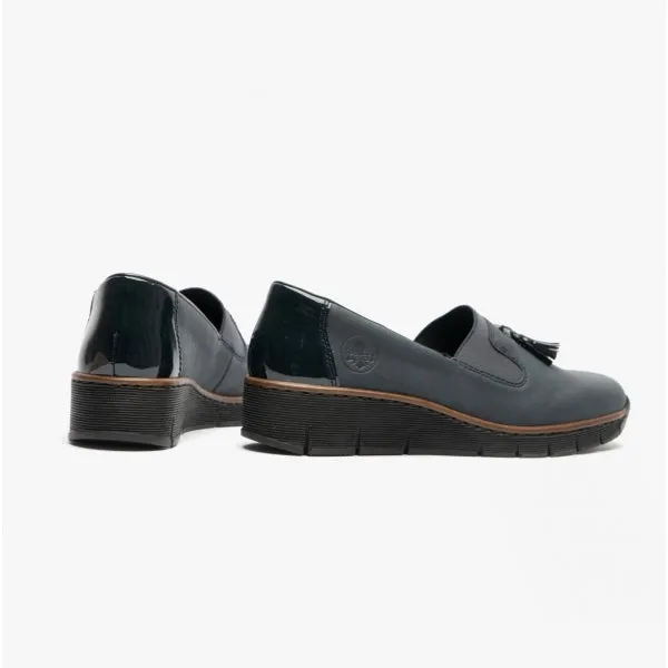 53751-14 Ladies Wedge Loafers Blue