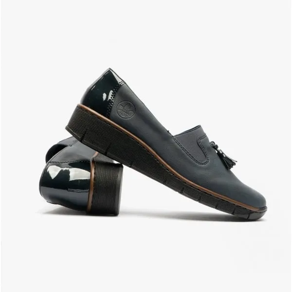 53751-14 Ladies Wedge Loafers Blue