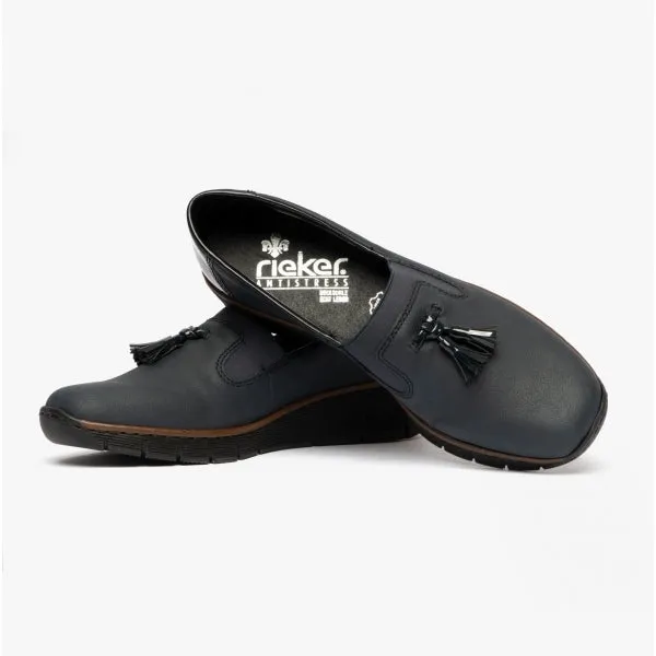 53751-14 Ladies Wedge Loafers Blue