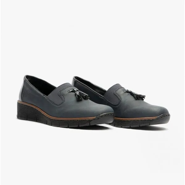 53751-14 Ladies Wedge Loafers Blue