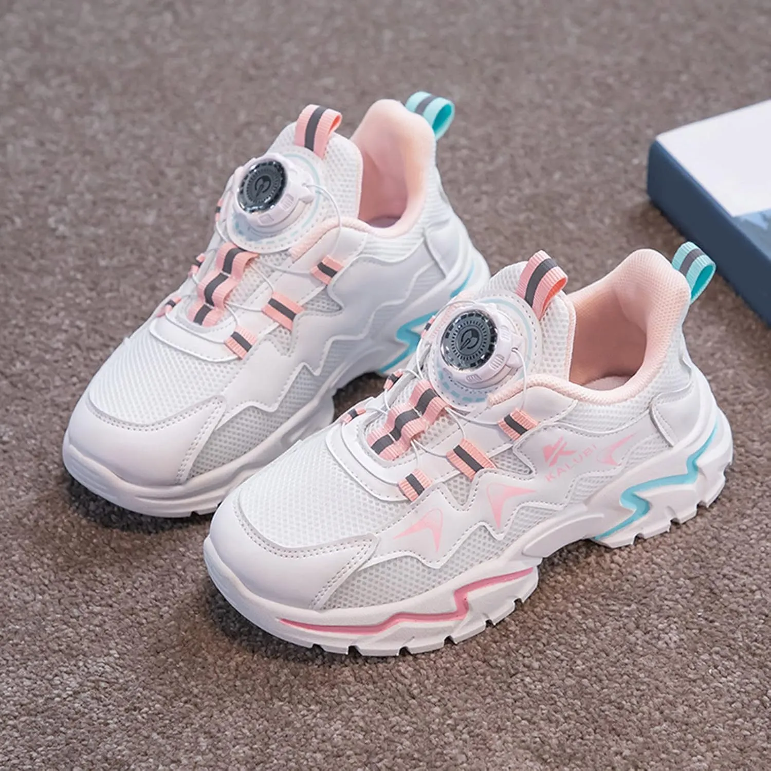 All Seasons Kids Sports Shoes with Upper Knob Girls Boys Running Shoes Flat Bottom Non Slip Elastic Band Shoes