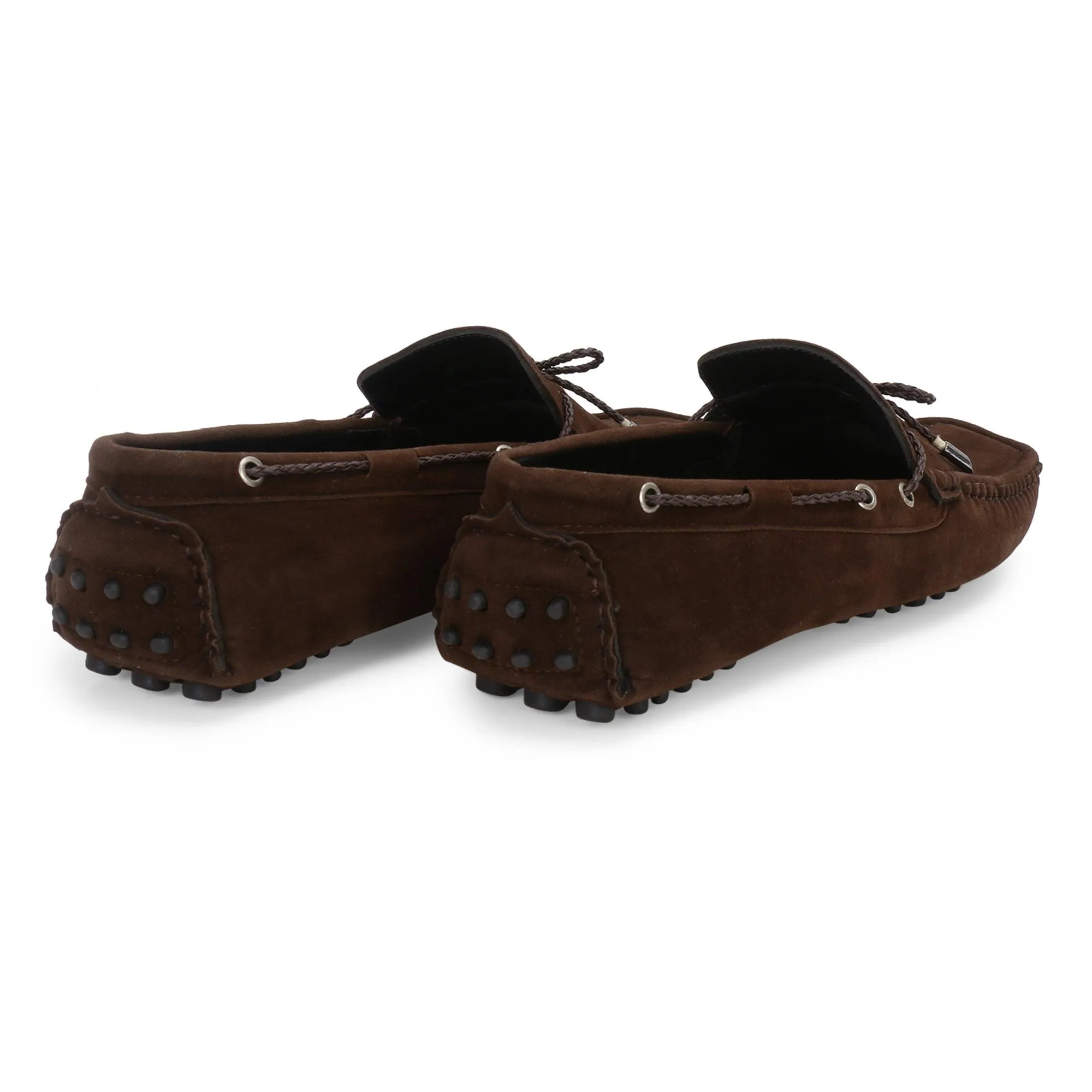 Aza Brown Suede Driving Loafers