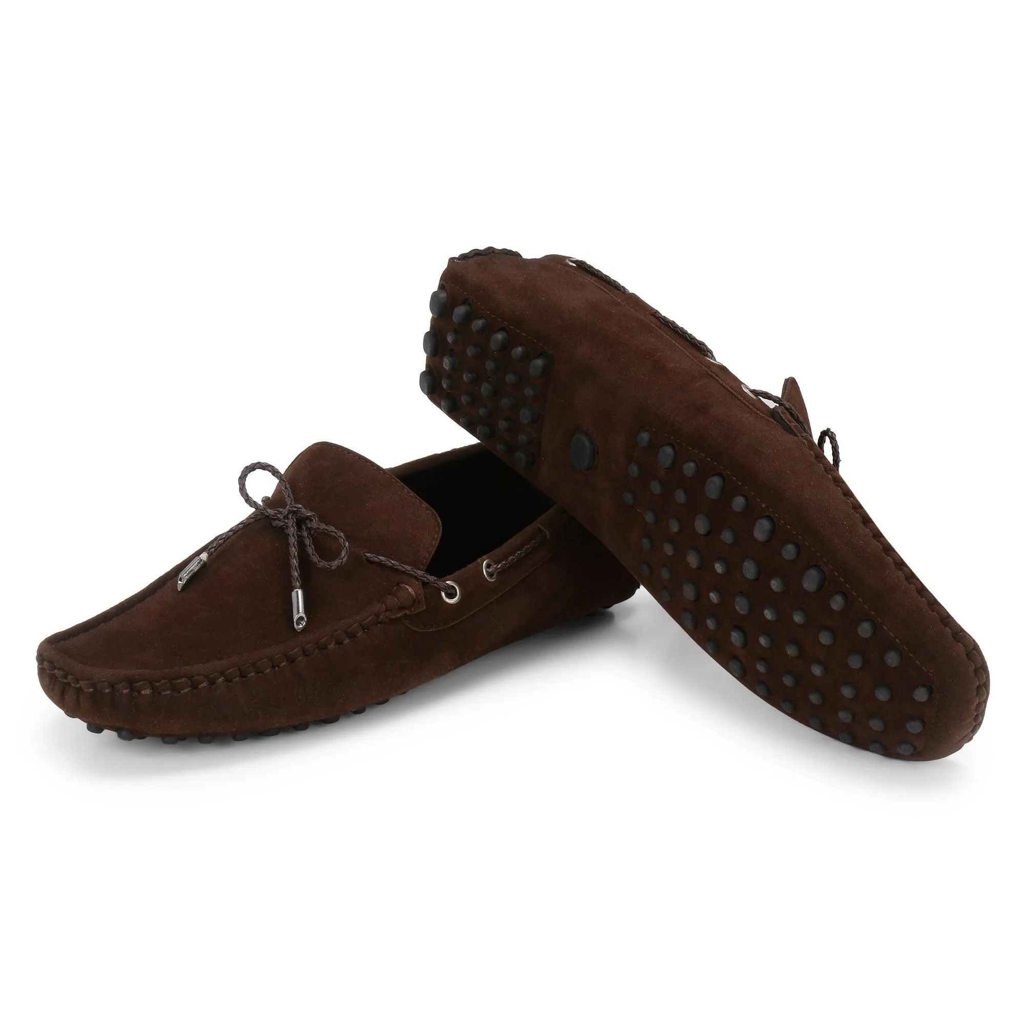 Aza Brown Suede Driving Loafers
