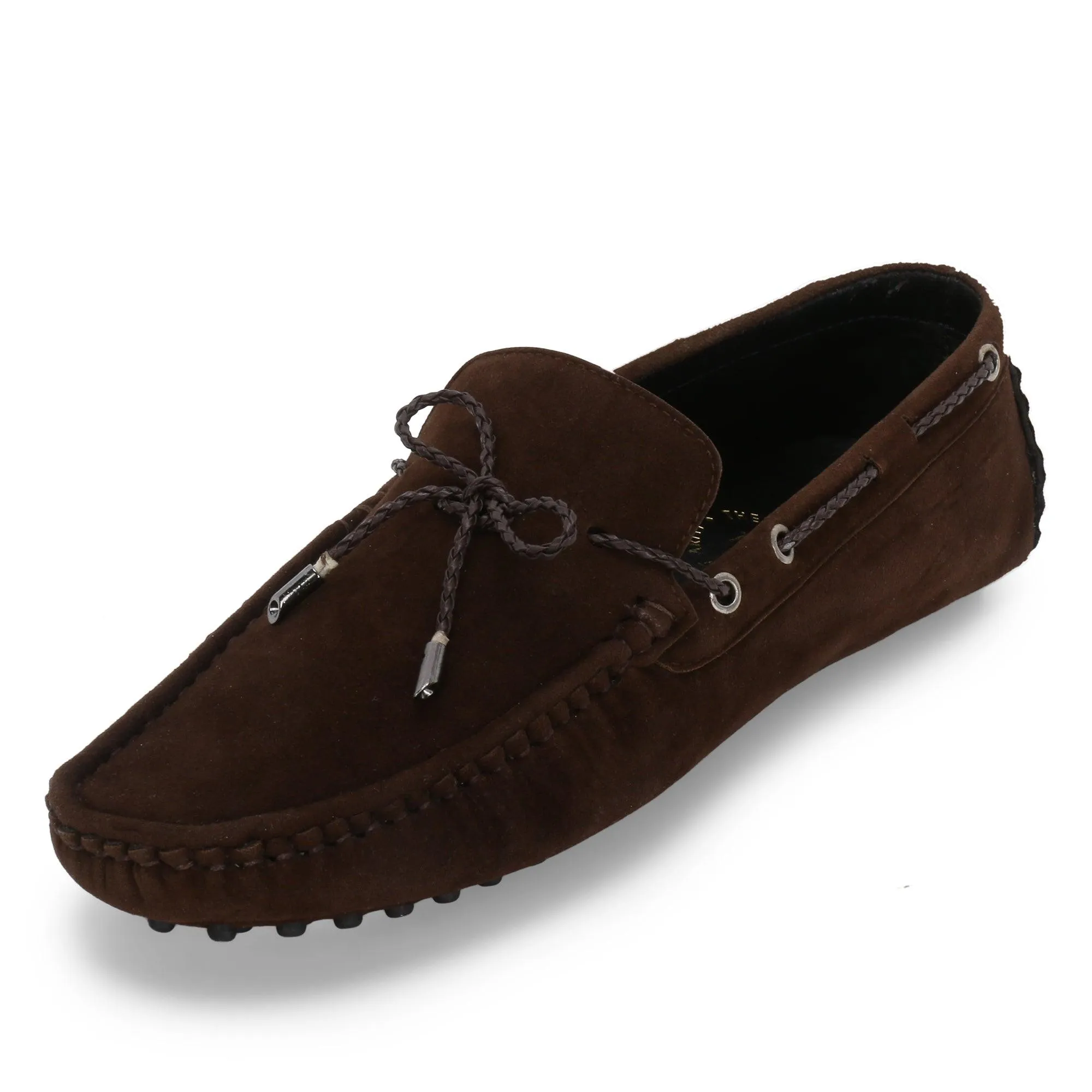 Aza Brown Suede Driving Loafers