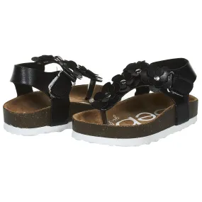 bebe Toddler Girls Thong Cork Foot Bed Sandal with Chiffon Flower Top (See More Colors and Sizes)
