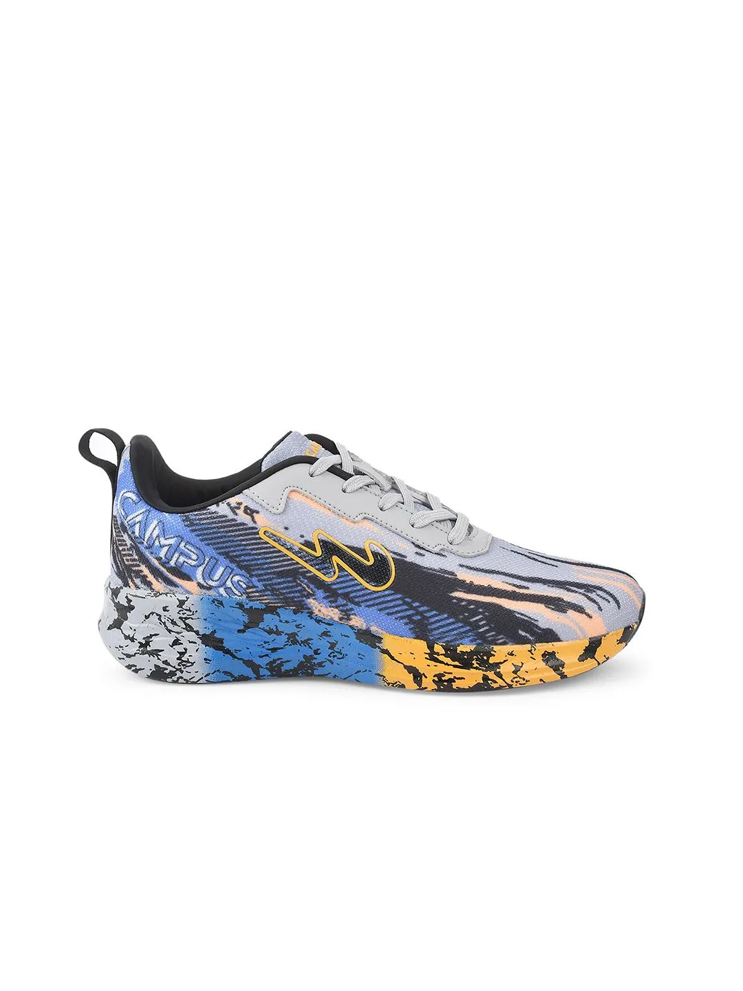 Campus Women Grey & Blue Printed Mesh Running Shoes