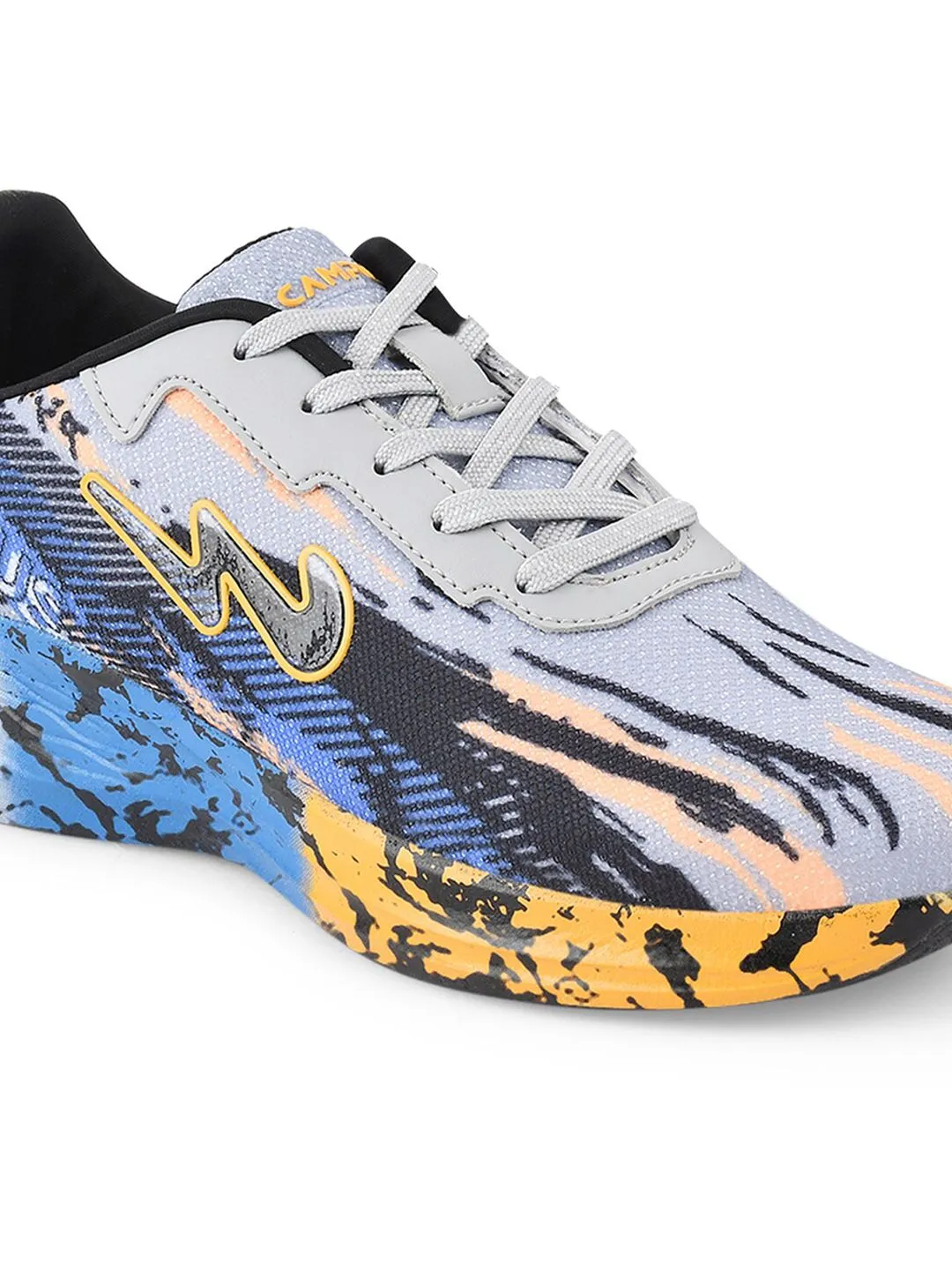 Campus Women Grey & Blue Printed Mesh Running Shoes