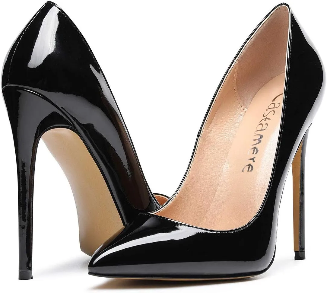 Castamere Womens High Heel Pumps Slip-on Pointy-Toe Elegant Stilettos Comfort Sexy Heel Shoes 4.7Inch Heels Black Lining