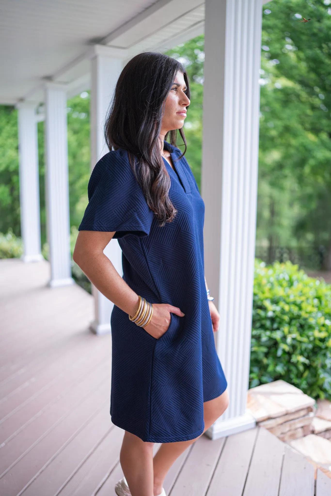 Classic Perfection Navy Textured Dress