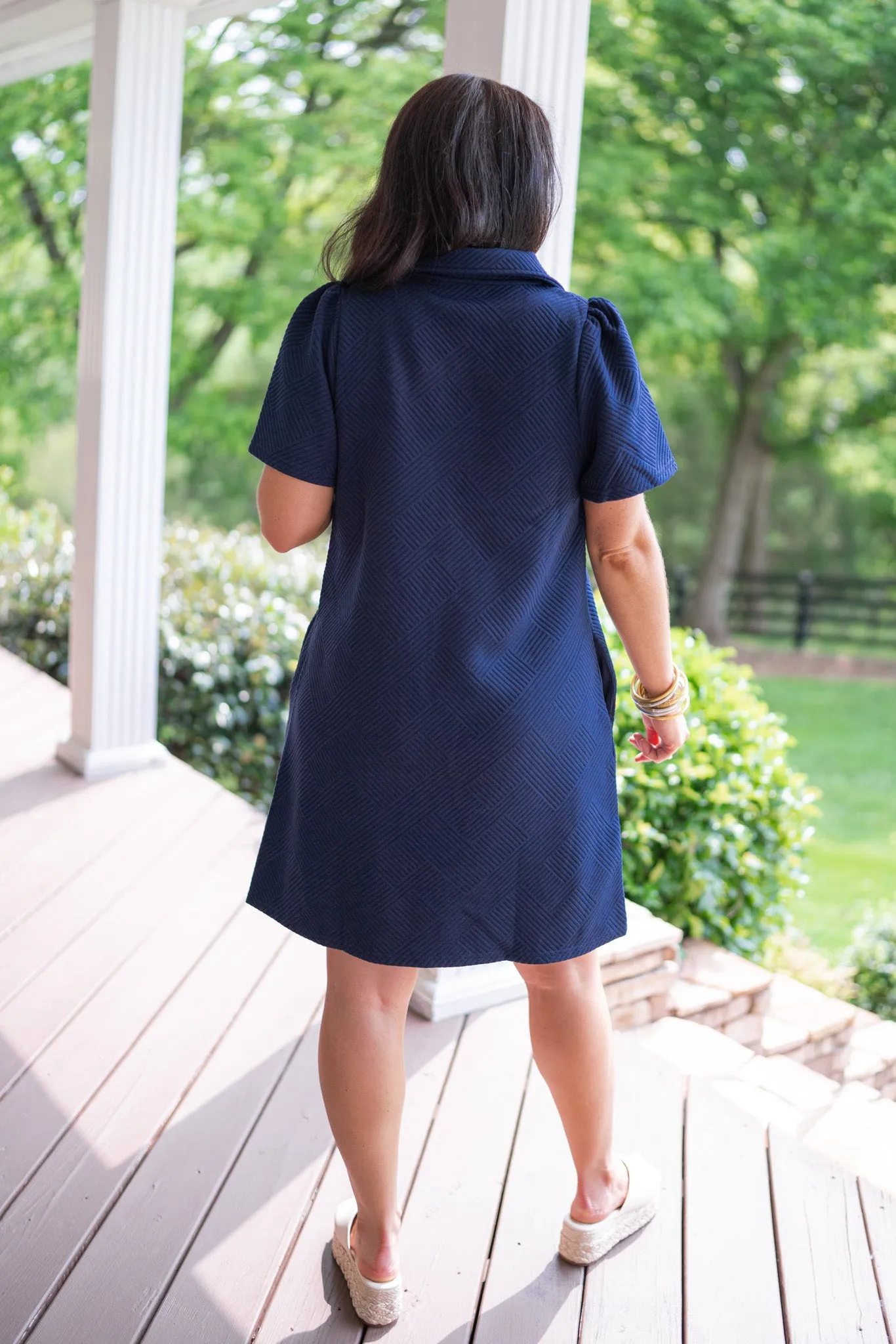 Classic Perfection Navy Textured Dress