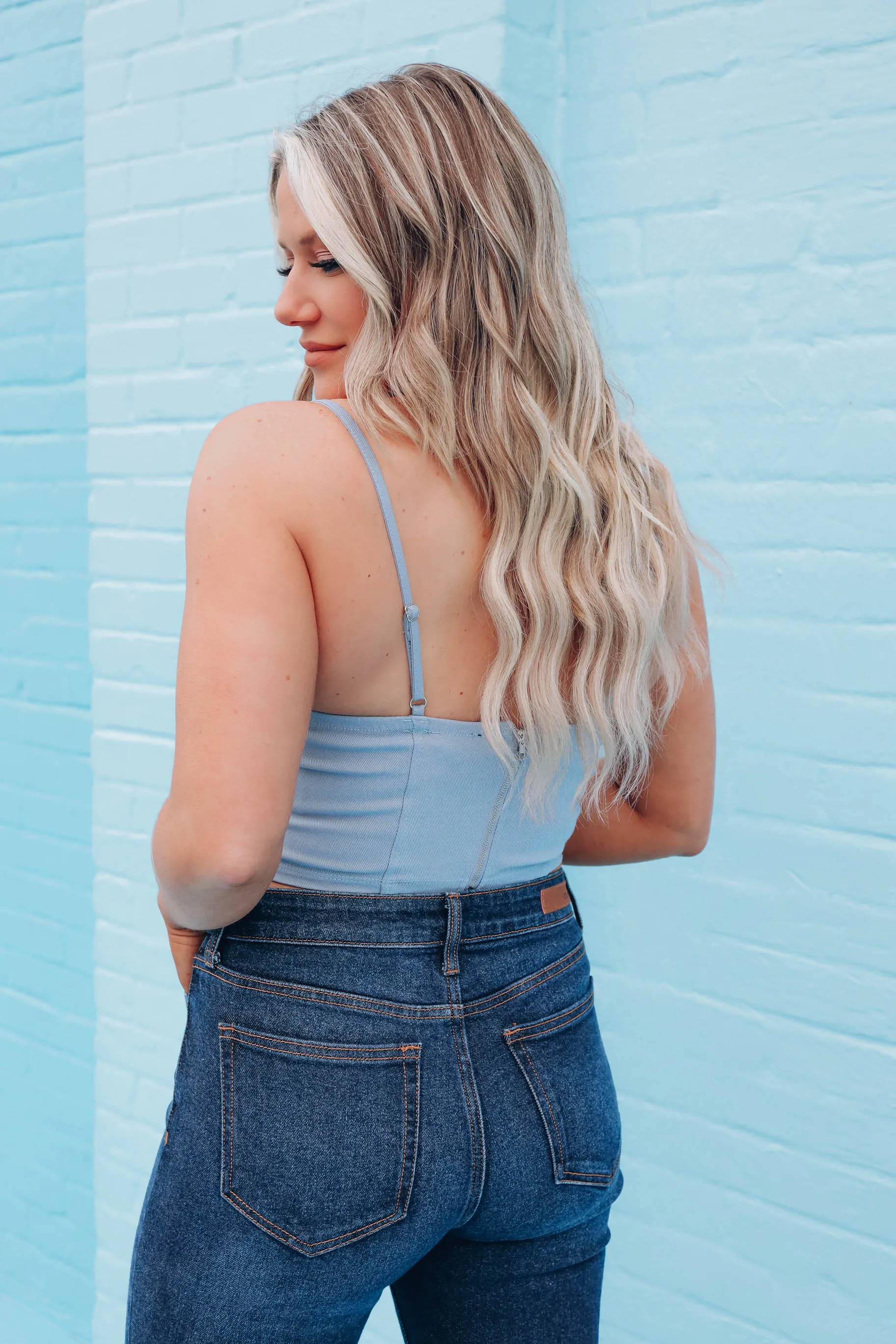 Cora Corset Crop Top - Blue
