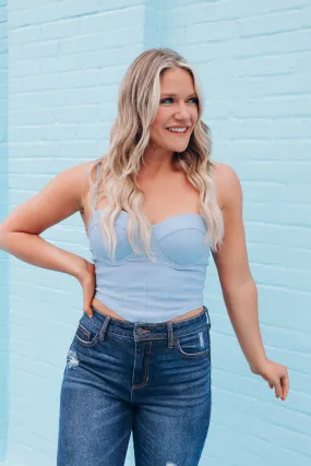 Cora Corset Crop Top - Blue