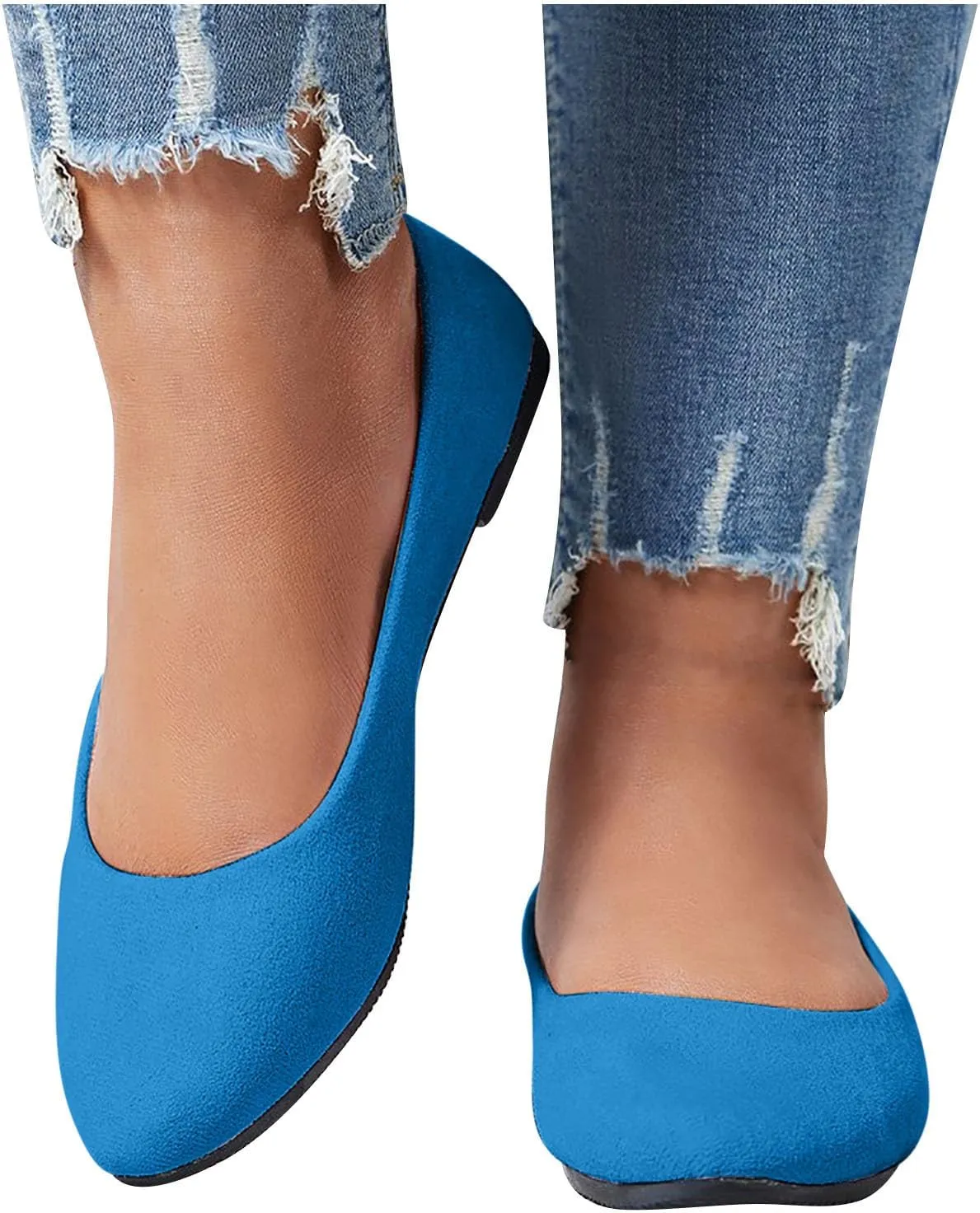 Flat Shoes for Women Comfortable Slip on Shallow Shoe Women's Flats Casual Dressy Suede Lightweight Single-Shoes
