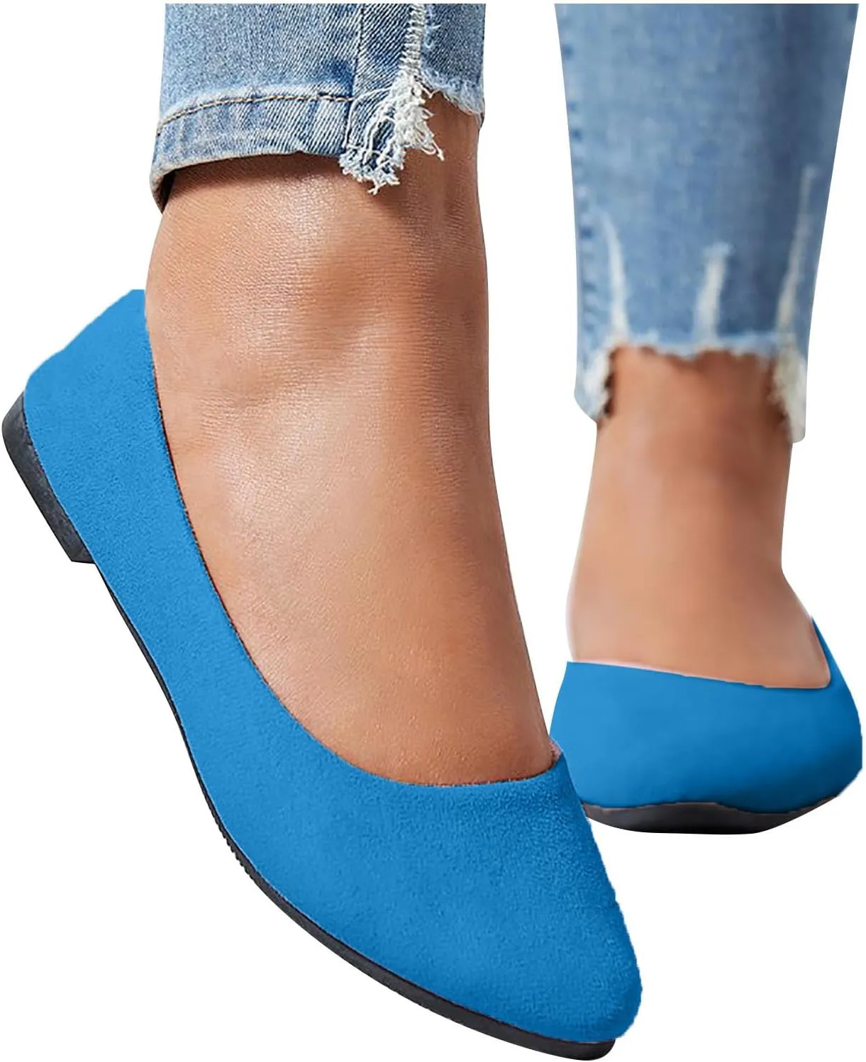 Flat Shoes for Women Comfortable Slip on Shallow Shoe Women's Flats Casual Dressy Suede Lightweight Single-Shoes