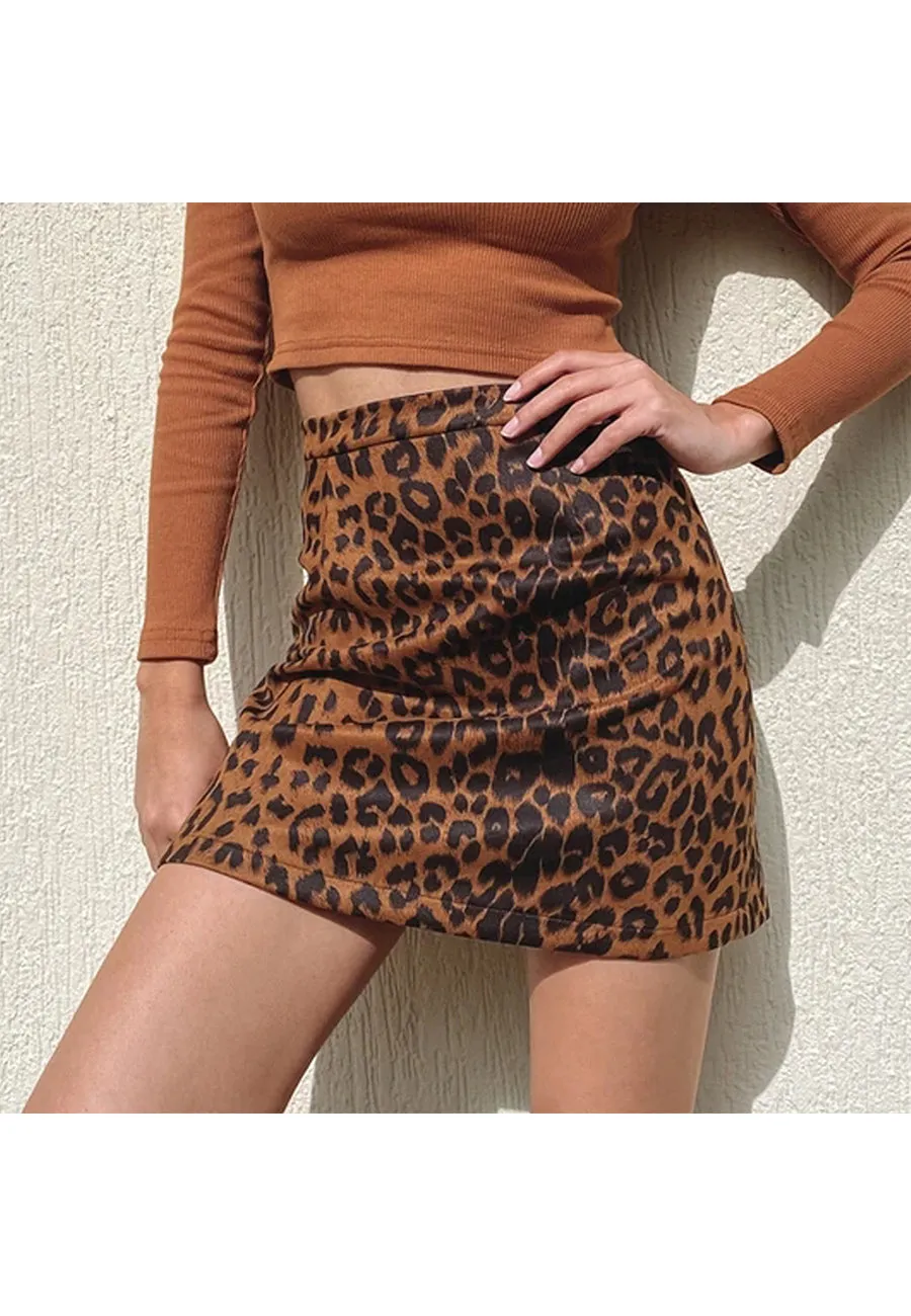 High Rise Leg Slit A-Line Mini Skirt