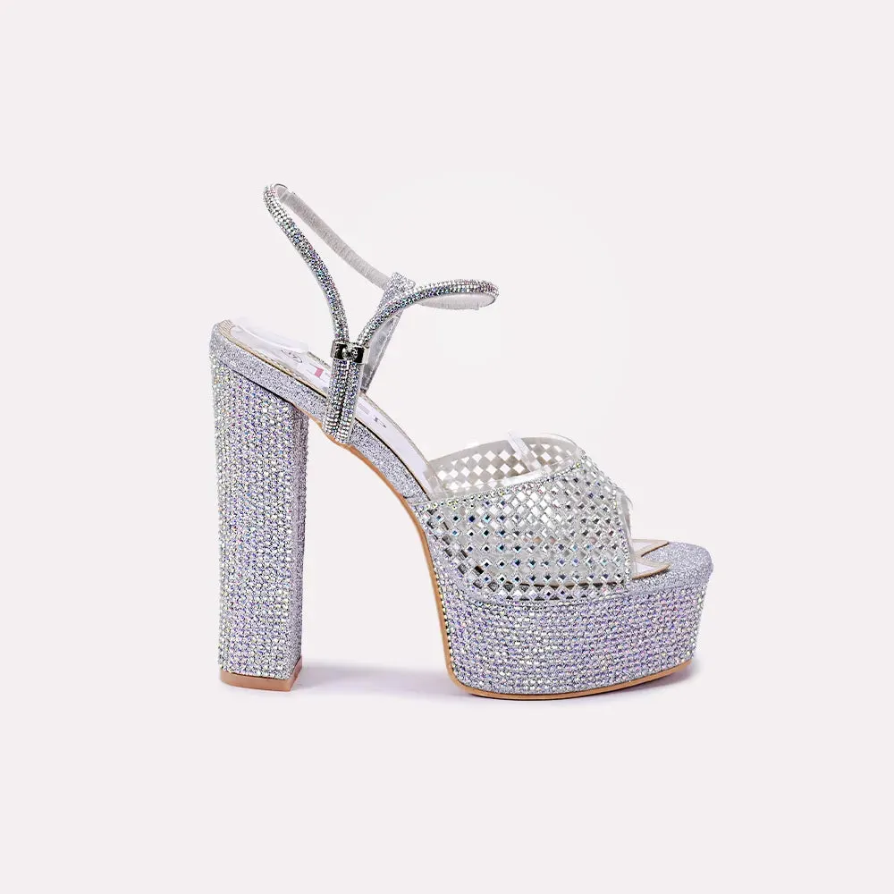 June Silver High Heel Sandals 0421148