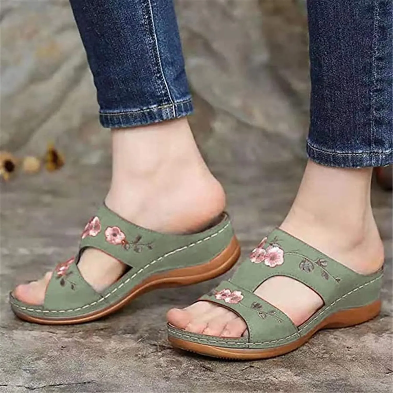 Lausiuoe Comfortable Orthopedic Sandals For Women Dressy Summer Comfortable Arch Support Open Toe Orthotic Slides Flip Flops