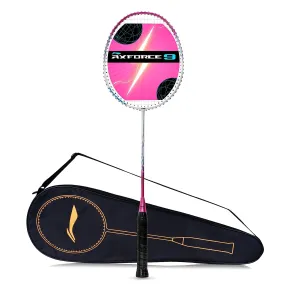 Li-Ning AX FORCE 9 strung Badminton Racket (White/Pink) with Free Full Cover