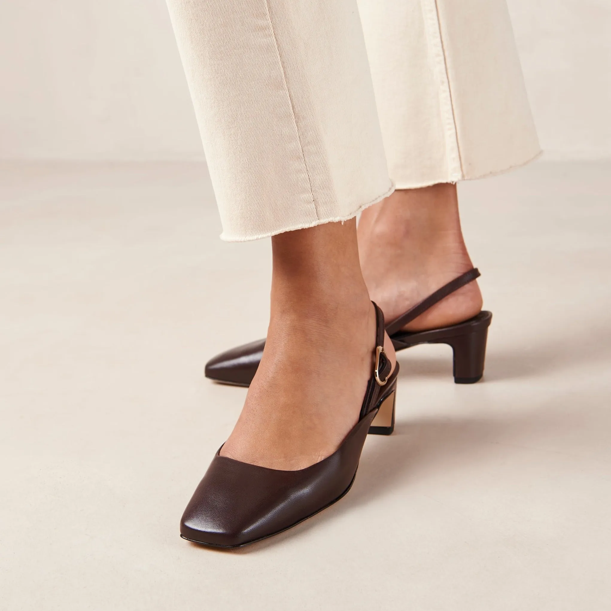 Lindy Coffee Brown Leather Pumps