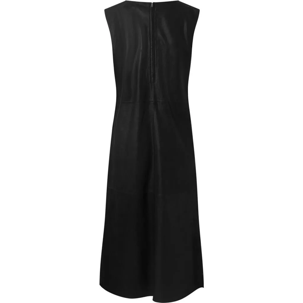 Maxi dress in soft and delicious leather quality / 50876 - Black (Nero)
