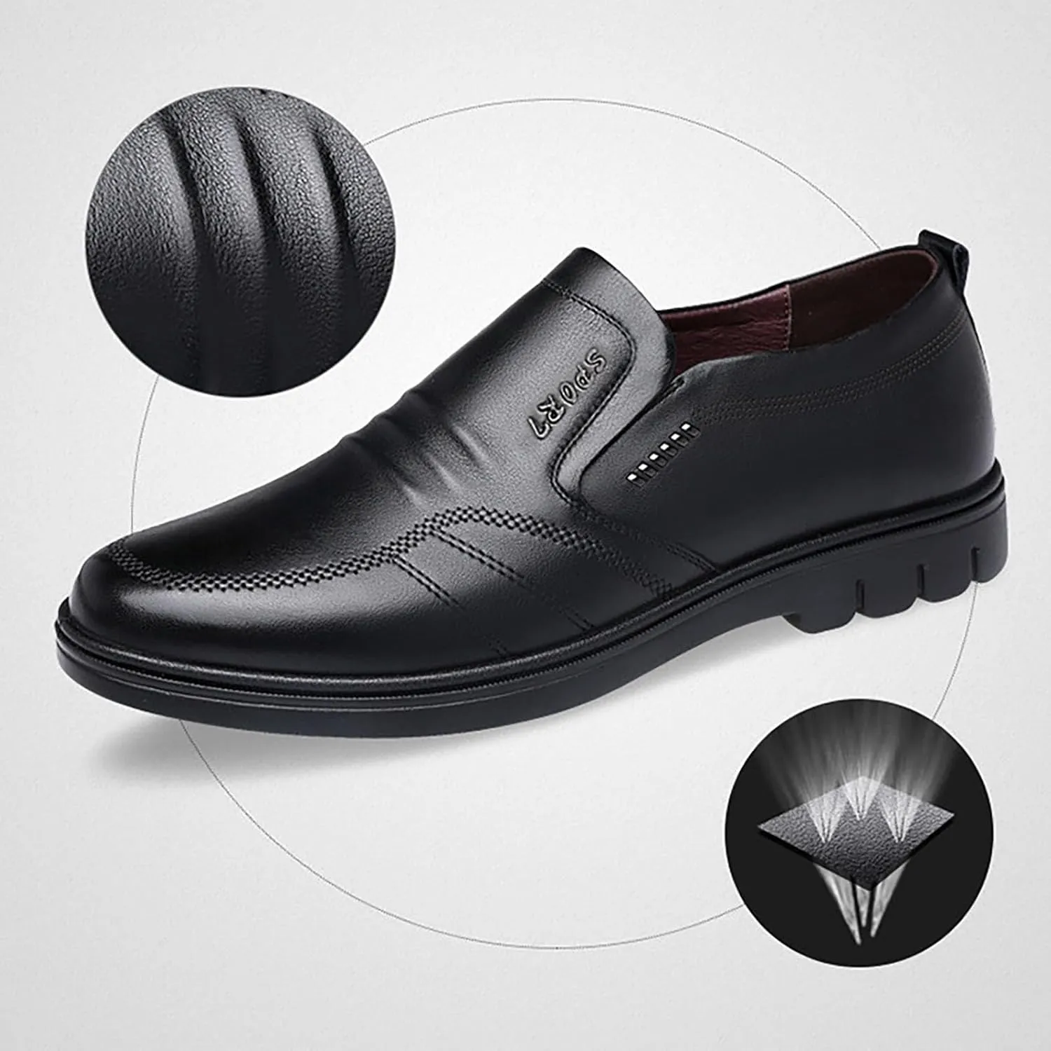 Mens Loafers & Slip-Ons Men Leather Shoes Fashionable and Casual New Flat Bottomed Soft Sole Slip On Comfortable