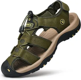 Men's sports sandals Outdoor hiking sandals Closed toe leather sports walking casual sandals Water shoes