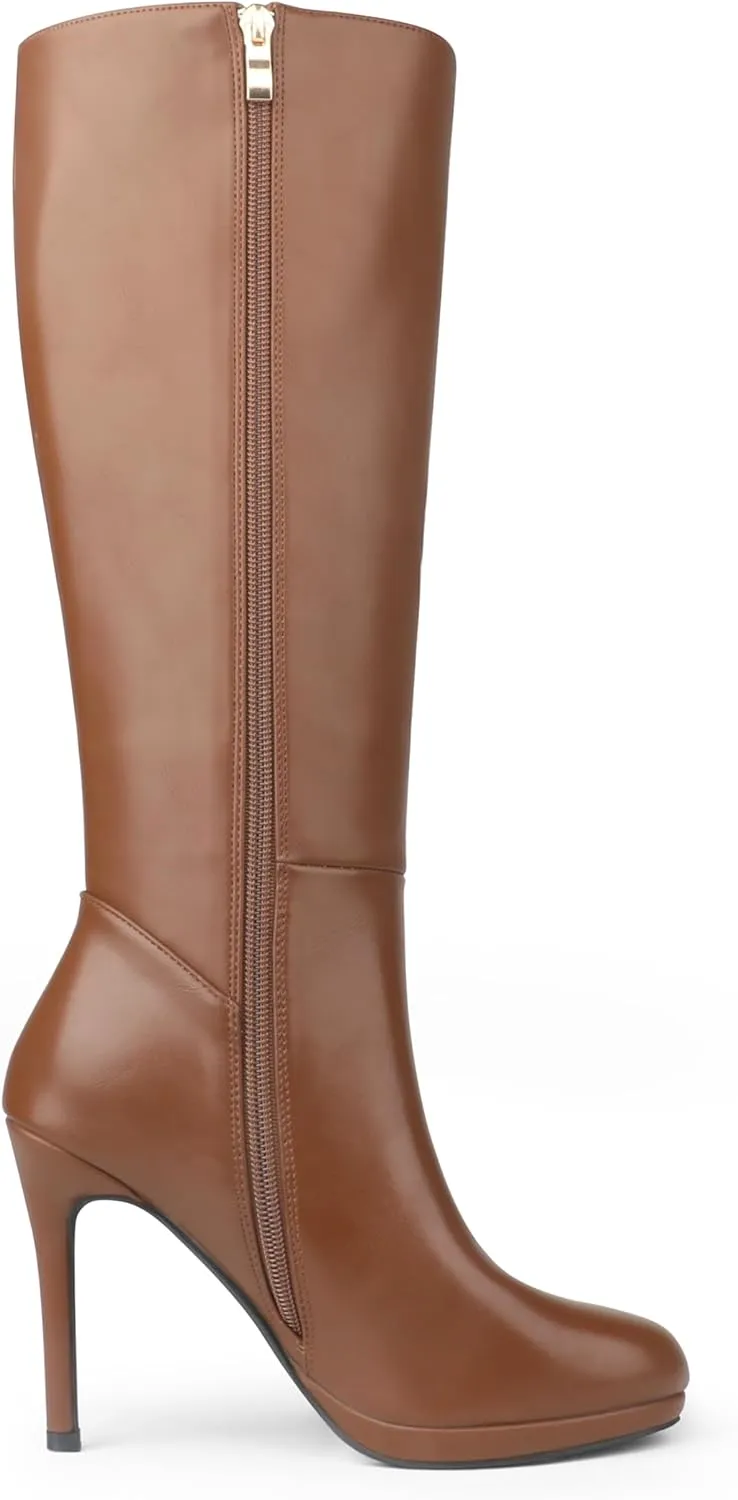 MERUMOTE Women's Knee High Boots Platform Heel Boots Stiletto Heels Tall Boots Side Zipper Long Boots