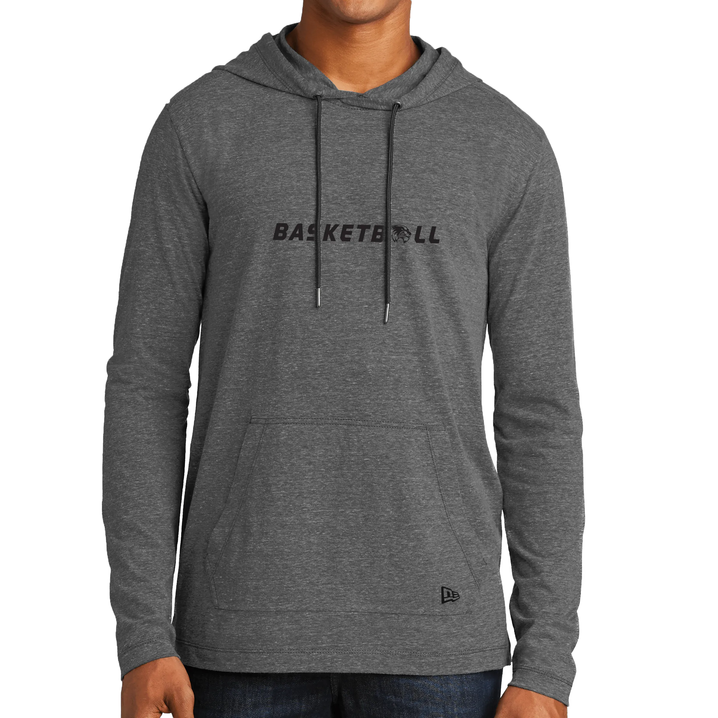 New Era Tri-Blend Performance Pullover Hoodie Tee- Basketball Head
