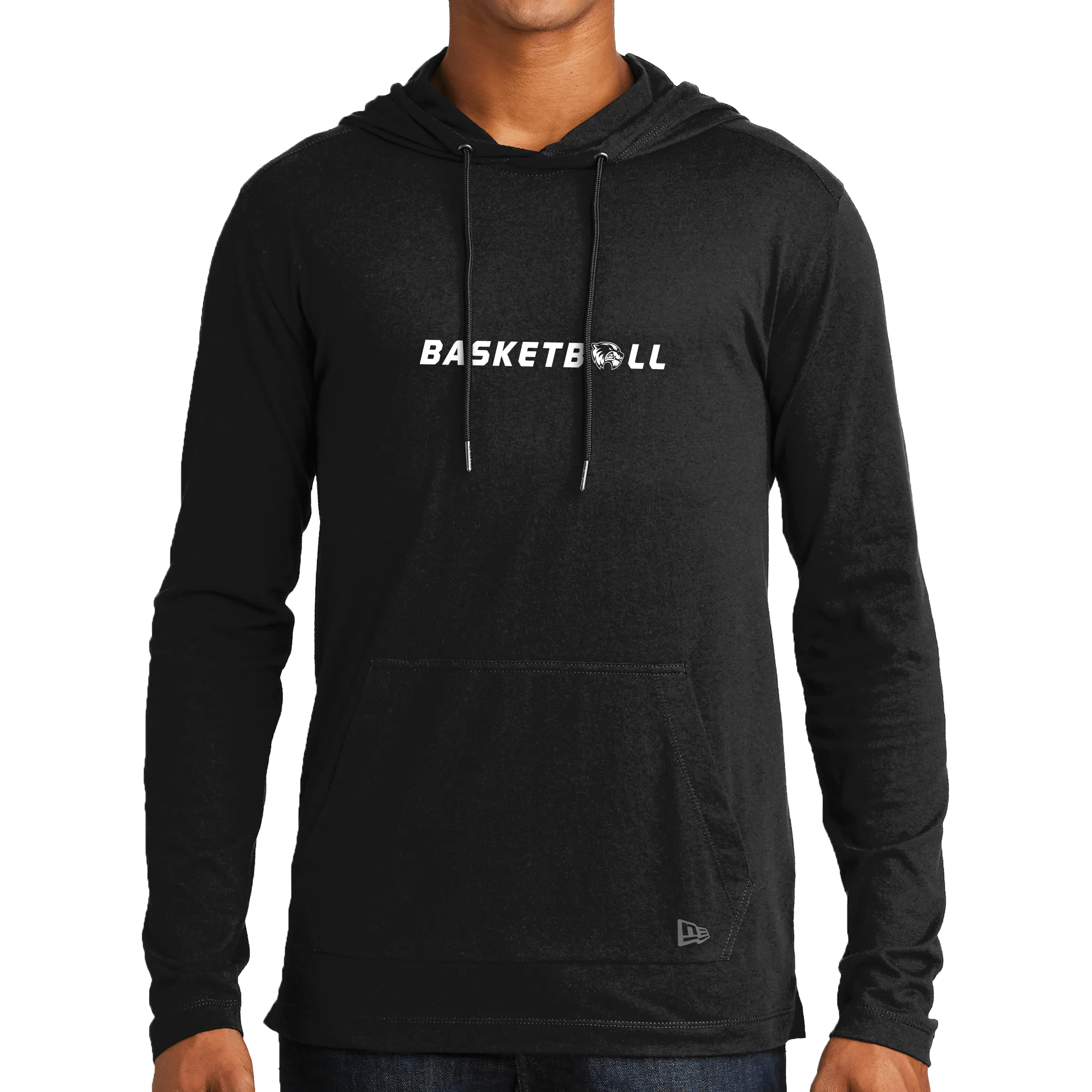 New Era Tri-Blend Performance Pullover Hoodie Tee- Basketball Head