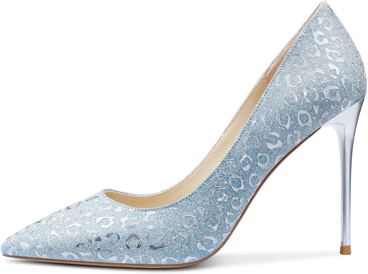 NobleOnly Women's Comfortable Leather High Heels Pumps Pointed Toe Slip-on Pumps Office Classic Shoes 10CM Stilettos Heels