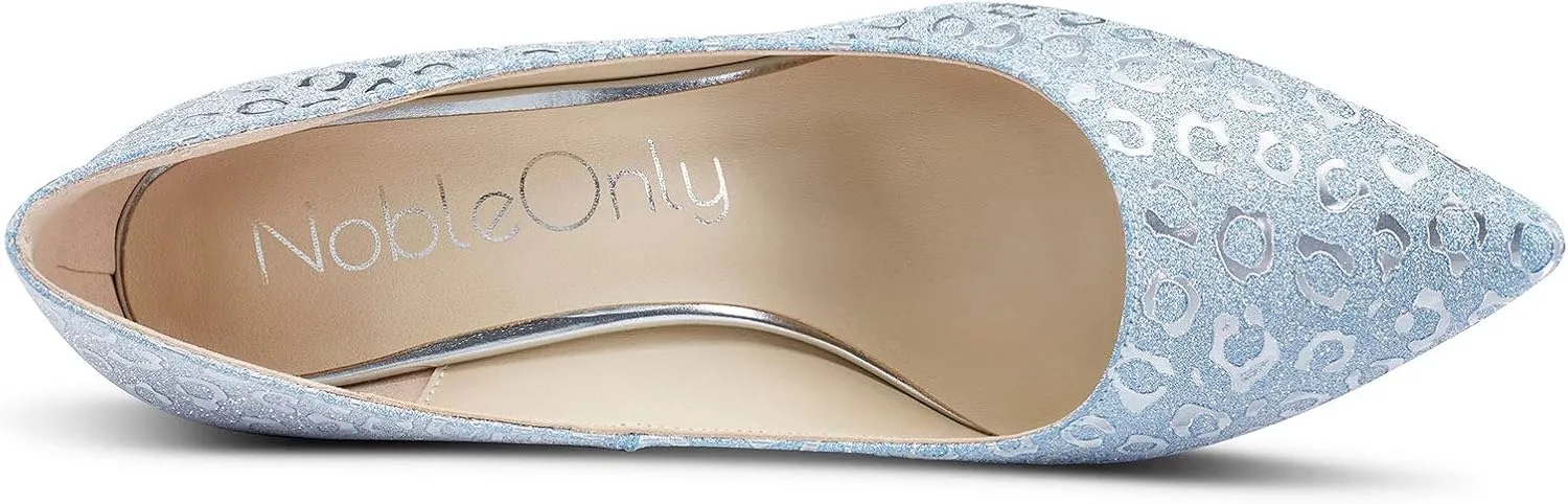 NobleOnly Women's Comfortable Leather High Heels Pumps Pointed Toe Slip-on Pumps Office Classic Shoes 10CM Stilettos Heels