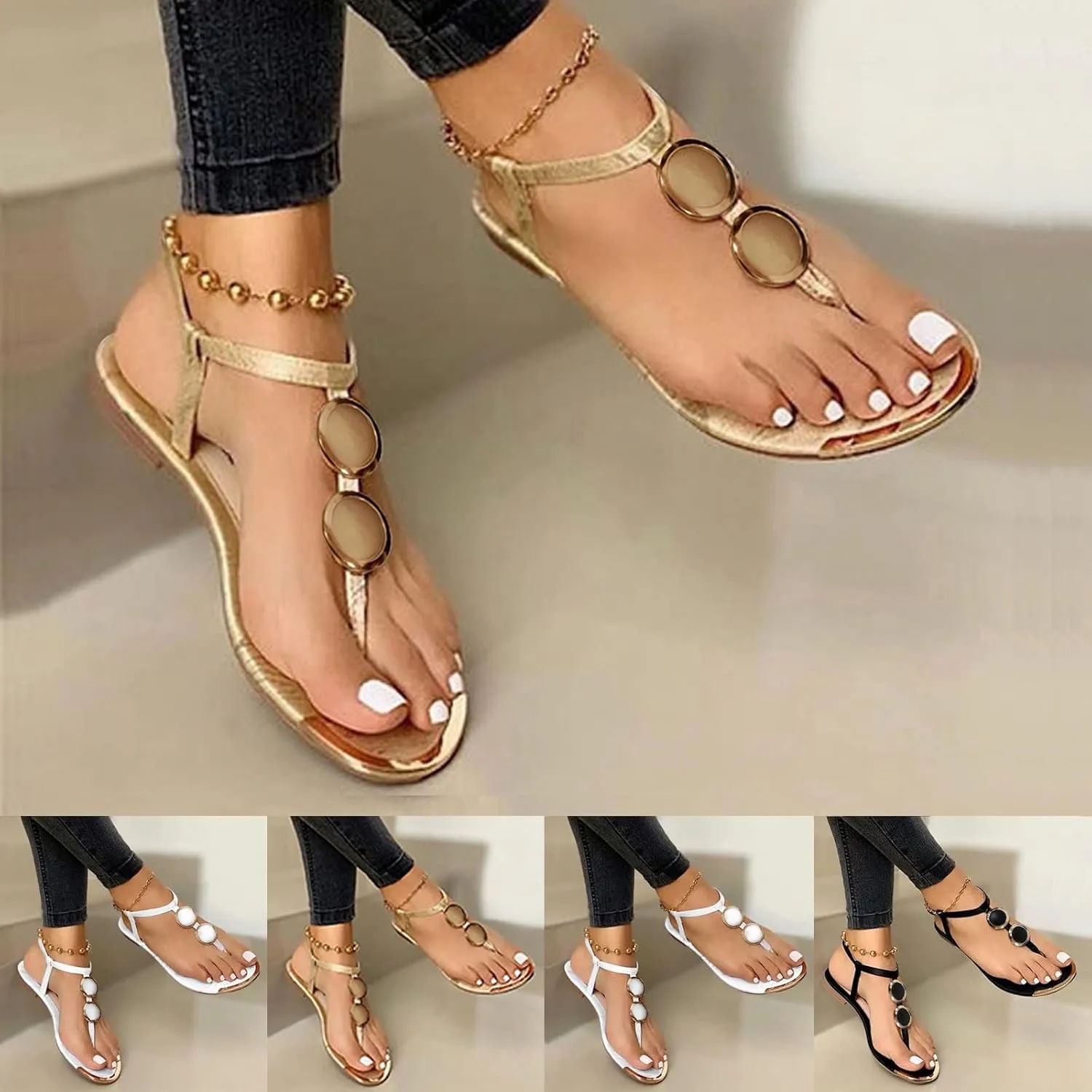 Orthopedic Sandals for Women, Women's Orthopedic Arch Support Sandals Comfortable Thong T-Strap Orthotic Casual Flat Sandals