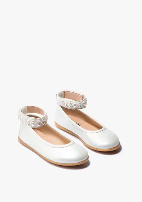 Pearl ballerinas with ankle strap