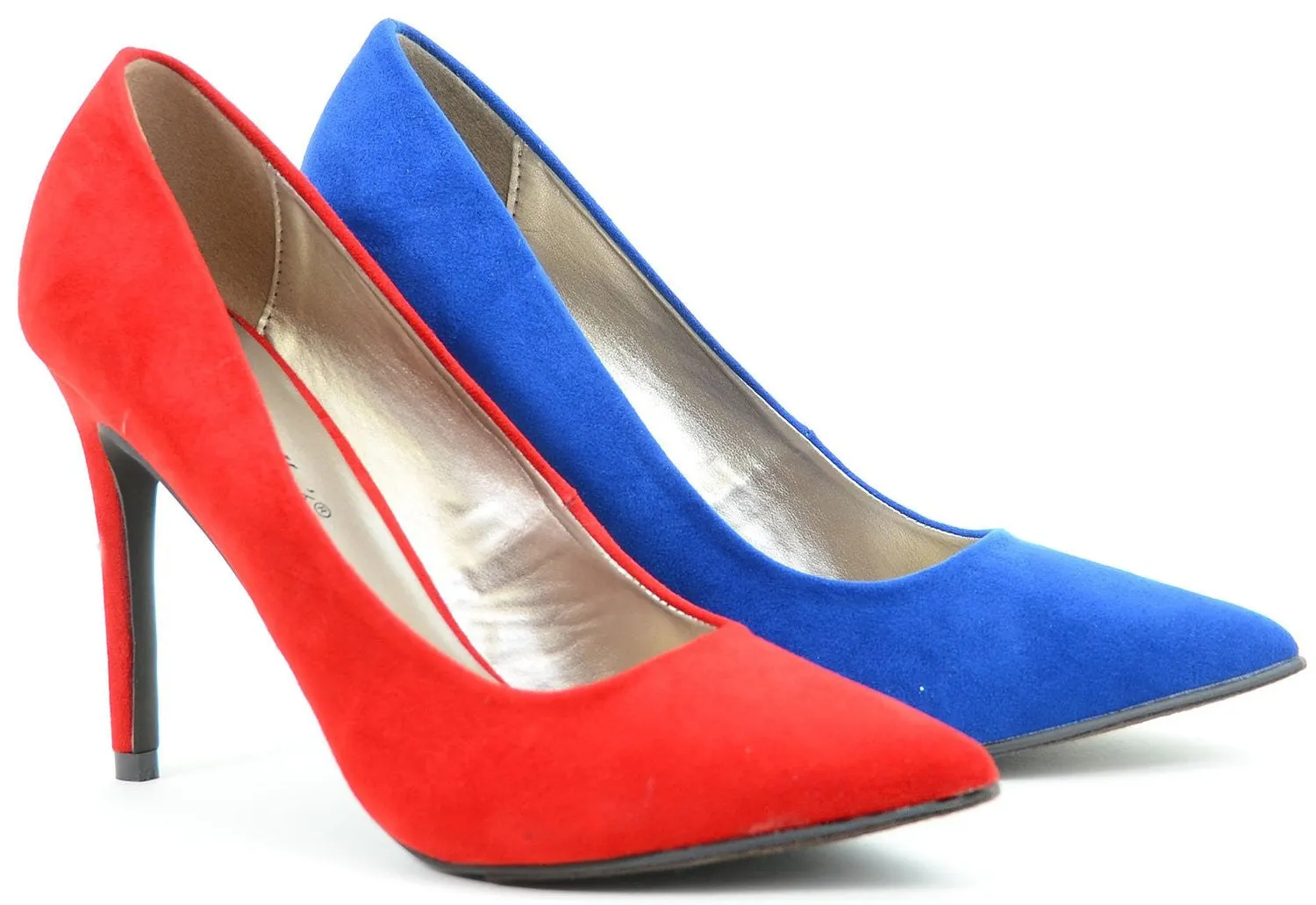 Red Rockabilly Pin-up Pointy Toe Single Sole Vegan Suede Women's Pump