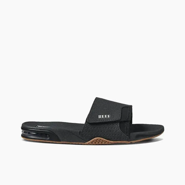 Reef Mens Fanning Slide Black Silver