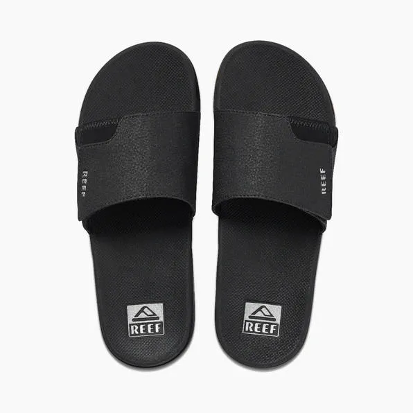 Reef Mens Fanning Slide Black Silver