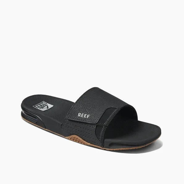 Reef Mens Fanning Slide Black Silver