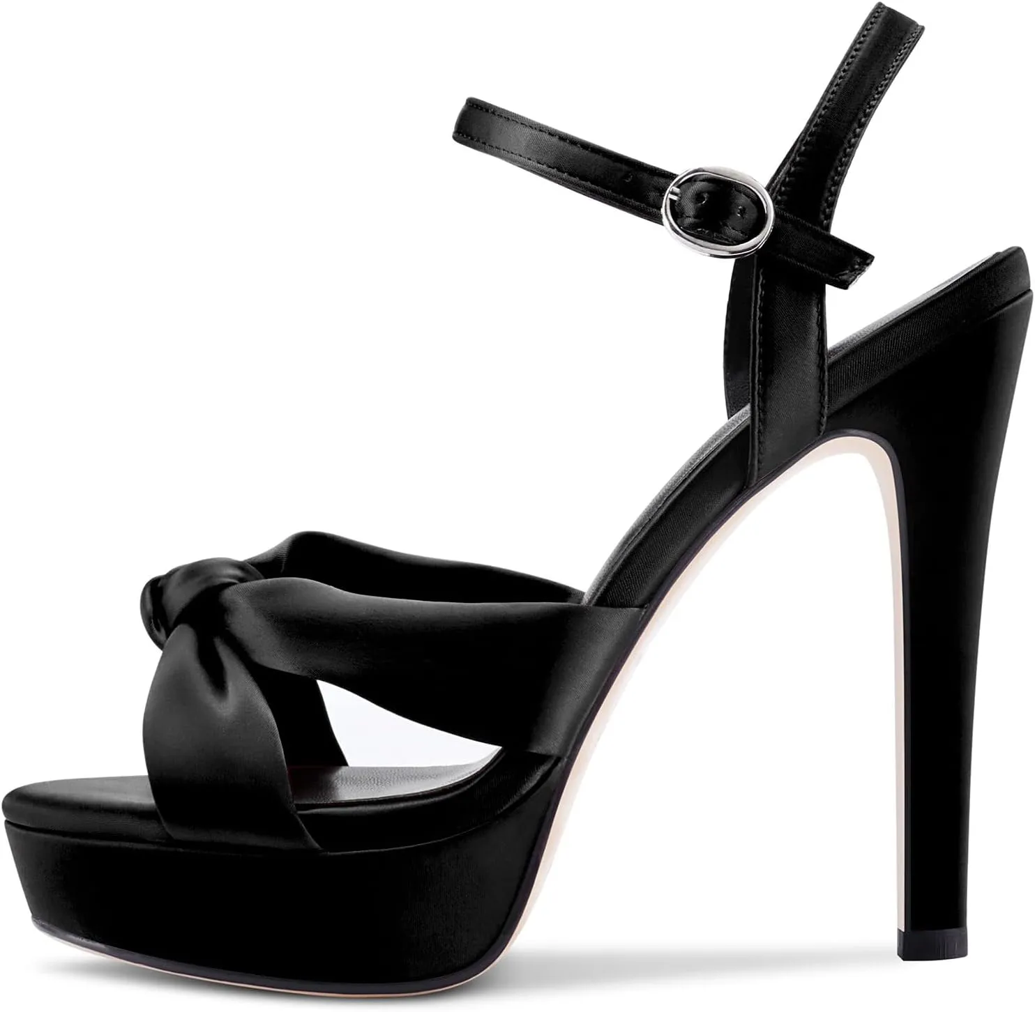 Saekcted Women Stiletto High Platform Heel Peep Open Toe Sandals Ankle Strap Slingback 5.1 Inches Heels Wedding Party