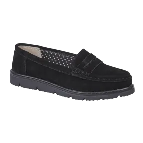 Shore Real Leather Suede Loafer - Black