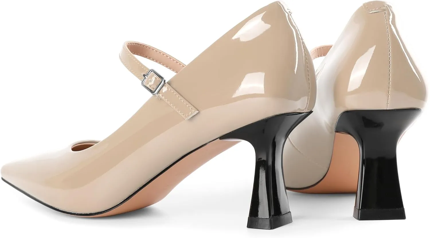 Soireelady Womens Kitten Heel Mary Jane Shoes Low Heel Little Square Toe Pumps Comfort Fashion Dress Shoes 2.5 Inches