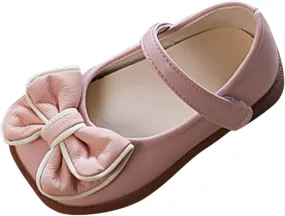Spring and Summer Girls Casual Shoes Bow Hook Loop Solid Color Comfortable Single Shoes Toddler Girls Running Shoes