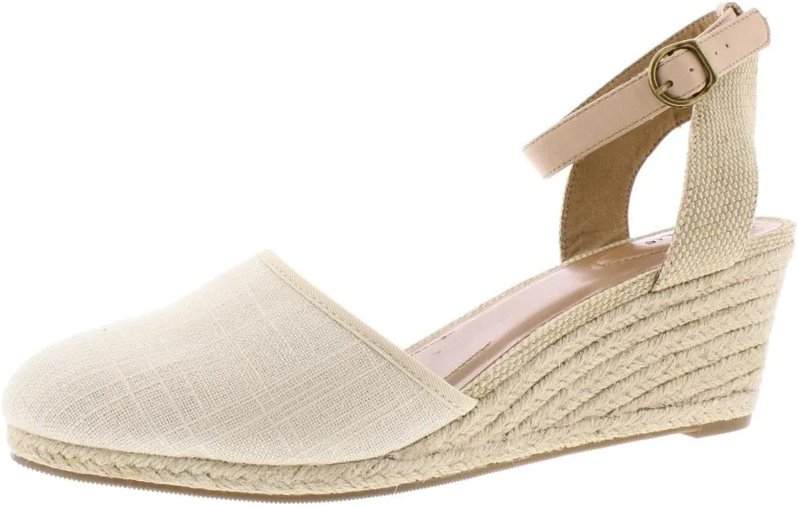 Style & Co. Womens Mailena Canvas Ankle Wedge Sandals Beige 11 Medium (B,M)