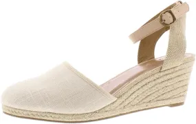 Style & Co. Womens Mailena Canvas Ankle Wedge Sandals Beige 11 Medium (B,M)
