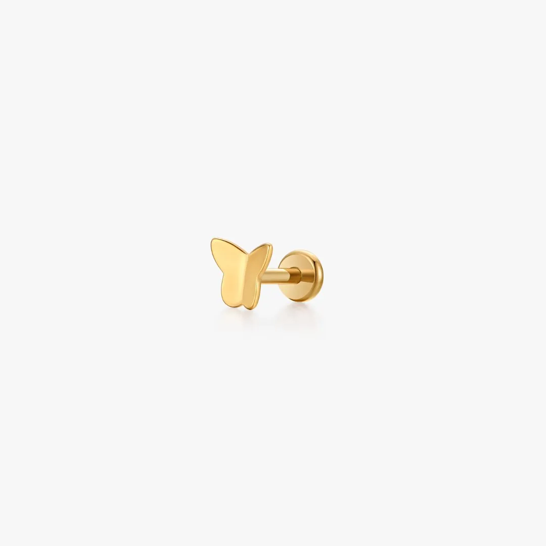 Titanium Butterfly Flat Back Stud (Single)