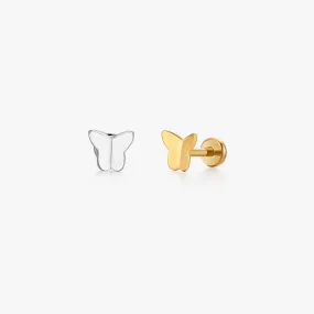 Titanium Butterfly Flat Back Stud (Single)