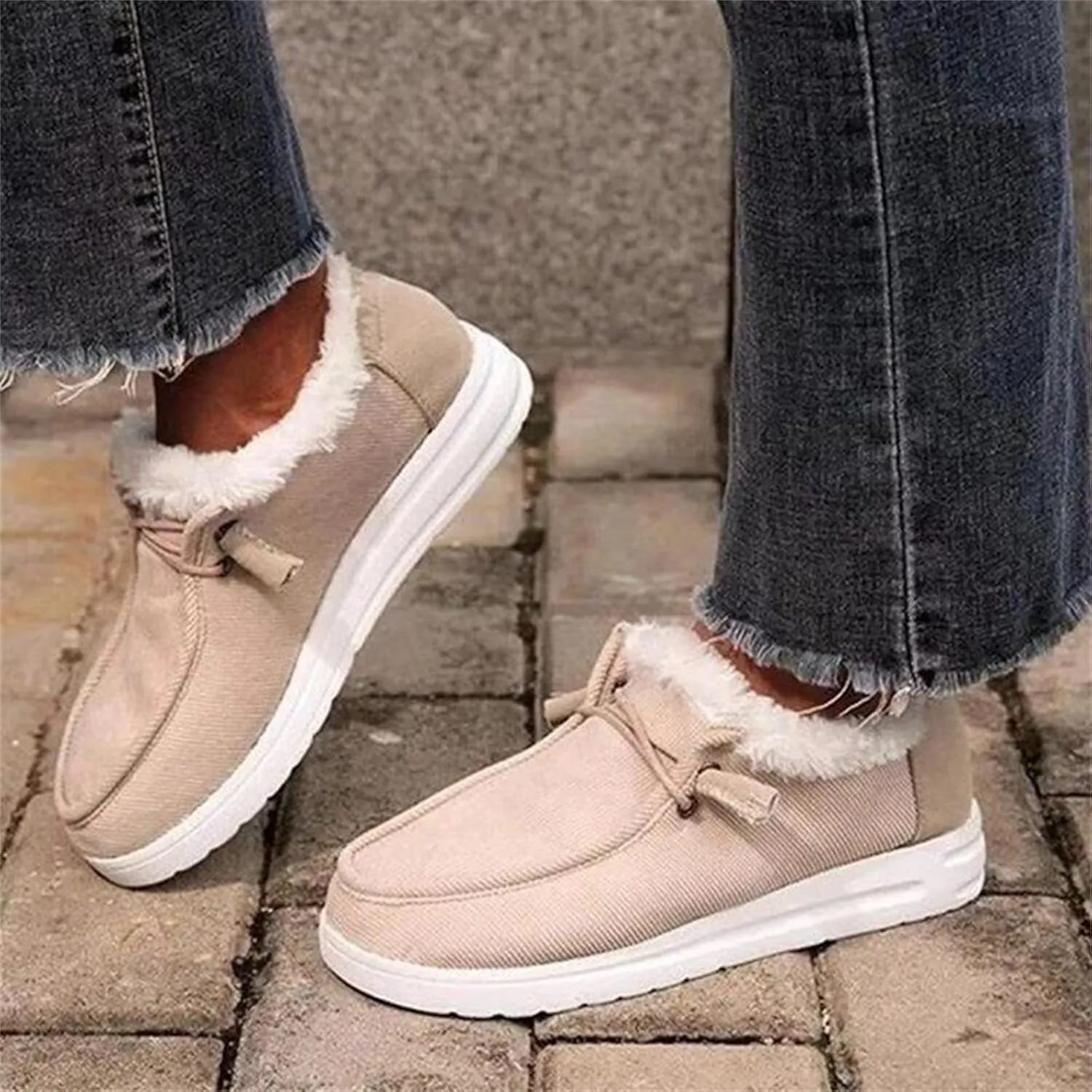 Winter Boots For Women 2024 Slip On Warm Snow Ankle Booties Fashion Fur Lined Outdoor Comfortable Loafers Shoes