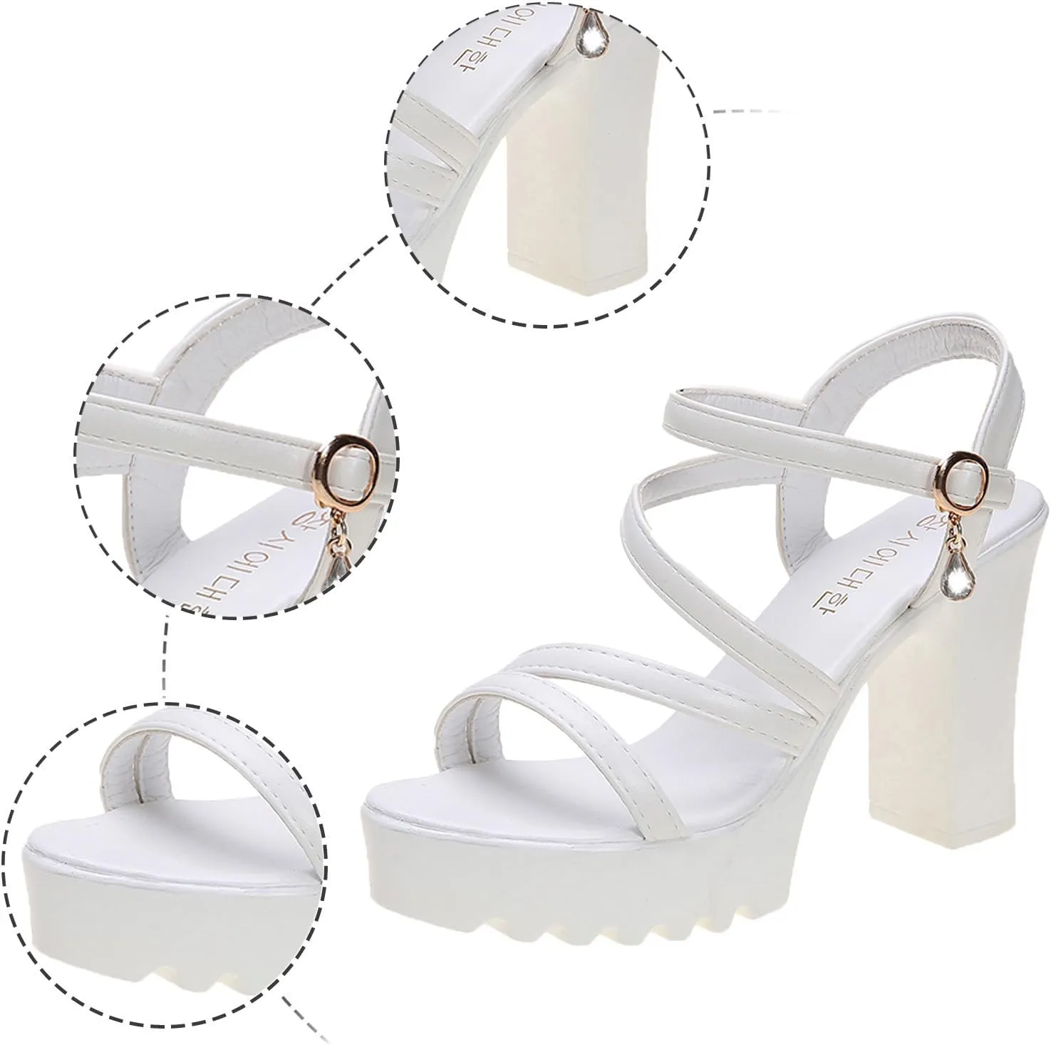 Women'S Chunky Low Heels Open Toe Block Heeled Thick Sole High Heel Square Heel Thick Heels Comfortable Summer