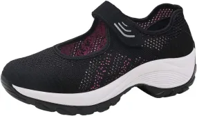 Women's Fashion Sneaker Mesh Slip On Black Non Slip Shoes for Women Comfortable Orange Tennis Shoes for Women Black Loafers Shoes Women Leather Sneakers
